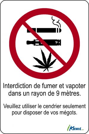 Affiche autocollante fumer et vapoter à moins de 9 mètres.